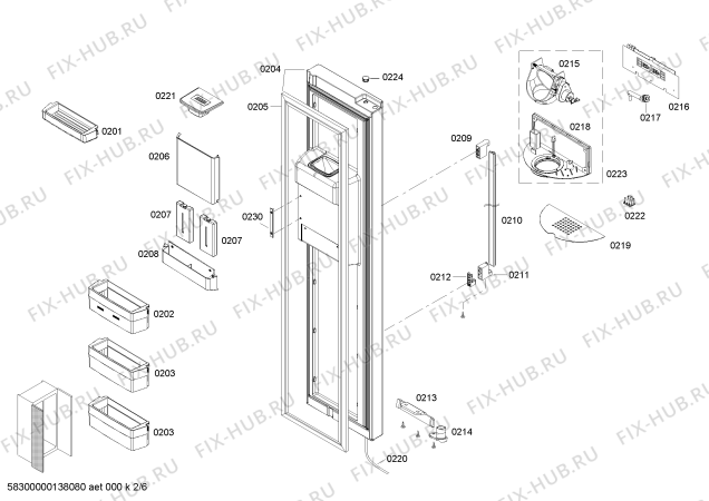 Взрыв-схема холодильника Bosch KAD63A70NE - Схема узла 02