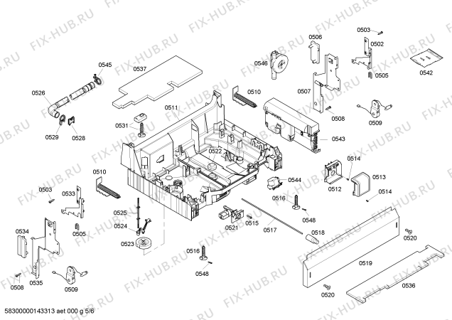 Взрыв-схема посудомоечной машины Bosch SHE65P02UC - Схема узла 05