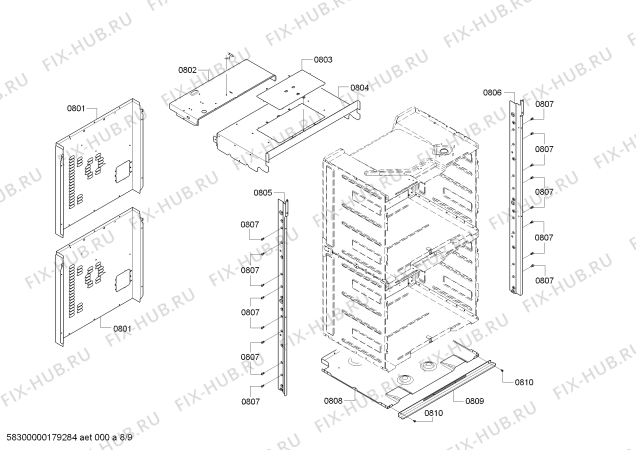 Взрыв-схема плиты (духовки) Bosch HBLP651UC Bosch - Схема узла 09