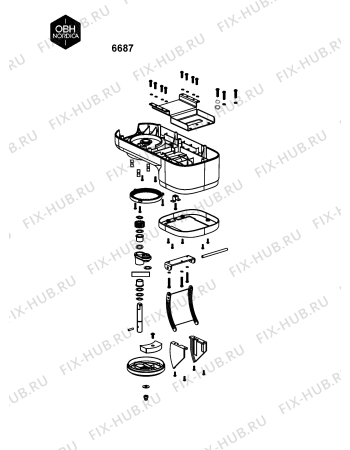 Взрыв-схема кухонного комбайна OBH Nordica 6687 - Схема узла 7P005487.1P2