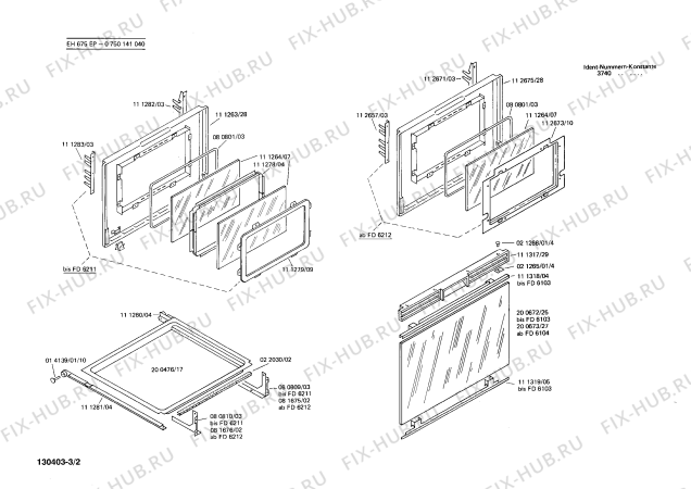 Схема №1 0750141040 EH675EP с изображением Панель для плиты (духовки) Bosch 00111485