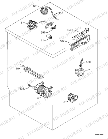 Схема №1 RL50A с изображением Помпа Zanussi 1321063016