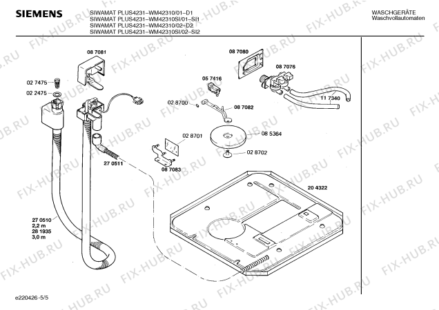 Взрыв-схема стиральной машины Siemens WM42310SI SIWAMAT PLUS 4231 - Схема узла 05