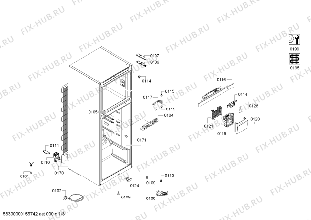 Схема №1 KDV33VL30 с изображением Модуль управления, запрограммированный для холодильной камеры Bosch 00654529