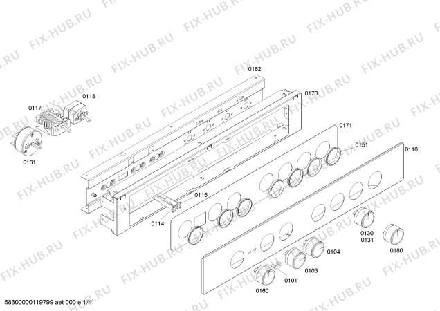 Схема №1 3HF508X с изображением Кнопка для плиты (духовки) Bosch 00424118