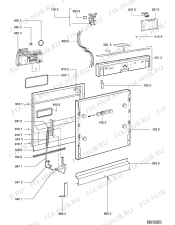 Схема №1 ADG 7560/1 с изображением Сенсорная панель для посудомоечной машины Whirlpool 480140101656