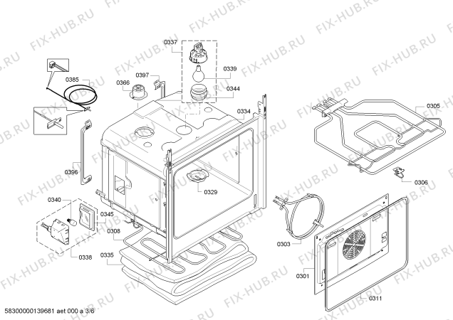 Схема №2 HBA36T650 с изображением Модуль управления, запрограммированный для плиты (духовки) Bosch 00672369