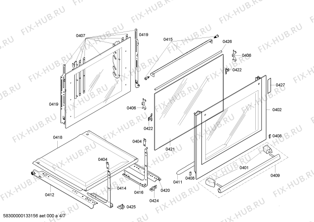 Схема №3 HLN122220E с изображением Ручка двери для плиты (духовки) Bosch 00669966