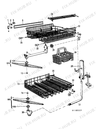 Взрыв-схема посудомоечной машины Electrolux ESI612 - Схема узла Baskets, tubes 061