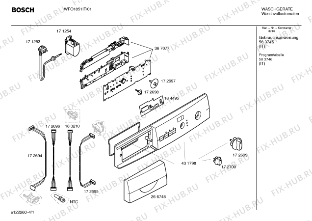 Схема №1 WFO1851IT Maxx WFO 1851 Selecta с изображением Панель управления для стиралки Bosch 00431798