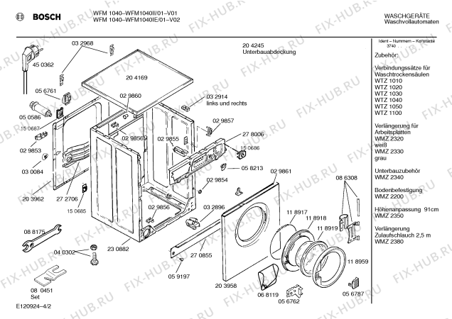 Взрыв-схема стиральной машины Bosch WFM1040II WFM1040 - Схема узла 02