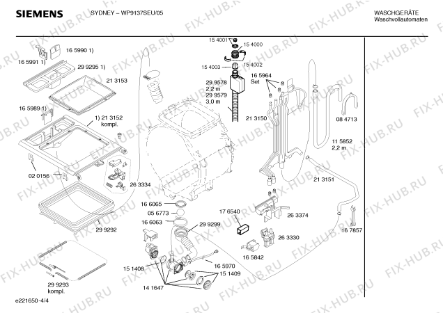 Схема №1 WP9137SEU SYDNEY с изображением Инструкция по эксплуатации для стиралки Siemens 00527337