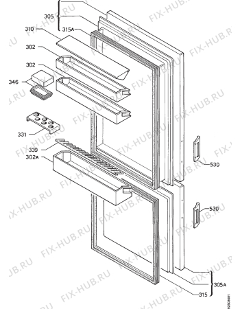 Взрыв-схема холодильника Castor CF25CP - Схема узла Door 003