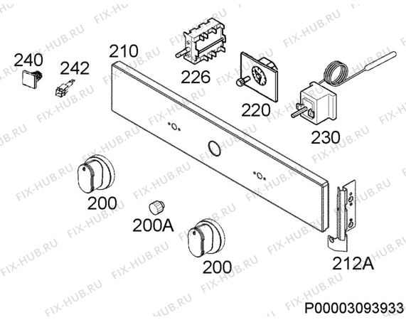 Взрыв-схема плиты (духовки) Electrolux FR63R - Схема узла Command panel 037