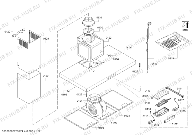 Схема №1 DWB97DM50T Bosch с изображением Инструкция по установке и эксплуатации для вытяжки Bosch 18030492