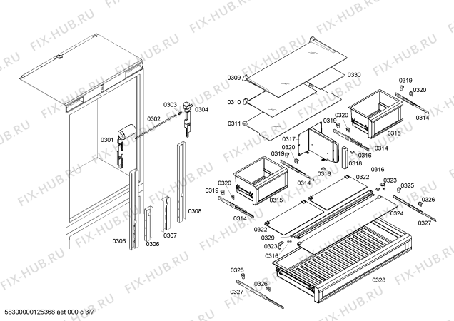 Схема №2 RB491200 с изображением Монтажный набор для холодильника Bosch 00664197