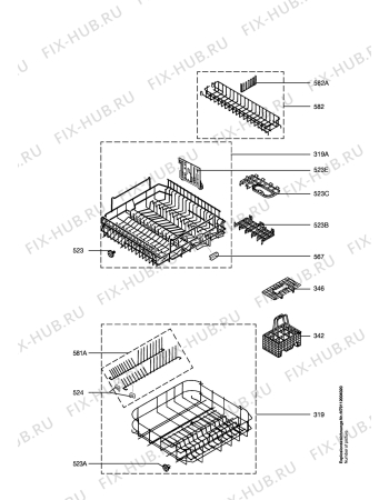 Взрыв-схема посудомоечной машины Electrolux ESF6280 - Схема узла Baskets, tubes 061