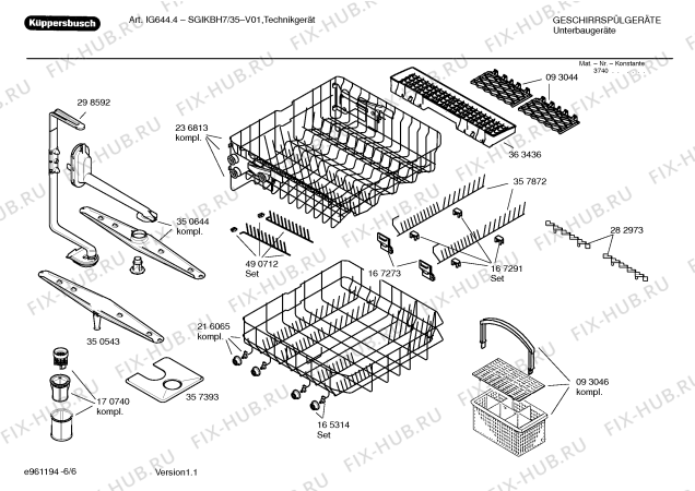 Схема №1 SGIKBN6 с изображением Краткая инструкция для посудомойки Bosch 00592943