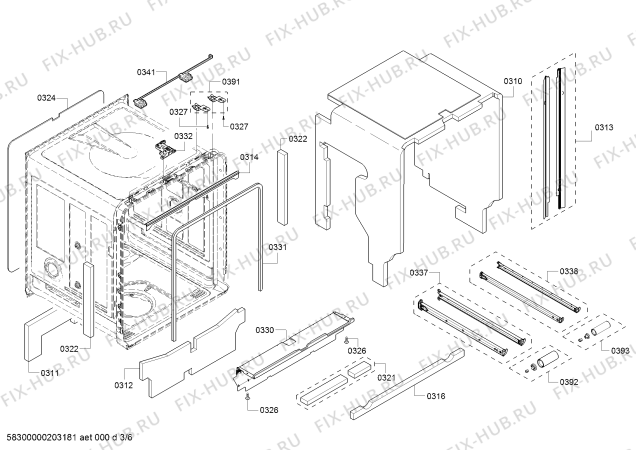 Взрыв-схема посудомоечной машины Bosch SHX89PW55N, SuperSilencePlus 39dBA - Схема узла 03