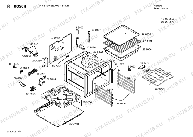 Взрыв-схема плиты (духовки) Bosch HSN130BEU - Схема узла 03