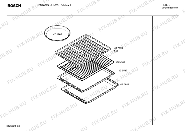 Схема №1 HBN78075H с изображением Инструкция по эксплуатации для плиты (духовки) Bosch 00589031