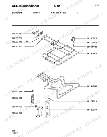 Взрыв-схема плиты (духовки) Aeg 5430V-W - Схема узла Section4