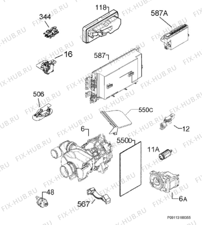 Взрыв-схема посудомоечной машины Zanker KDV10010FA - Схема узла Electrical equipment 268