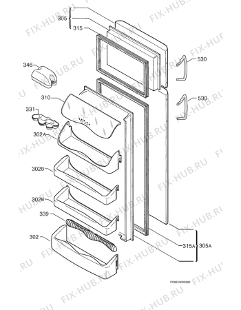 Взрыв-схема холодильника Zanussi ZA25PW - Схема узла Door 003