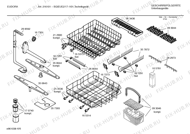 Взрыв-схема посудомоечной машины Eudora SGIEUE2 brillant734i - Схема узла 06