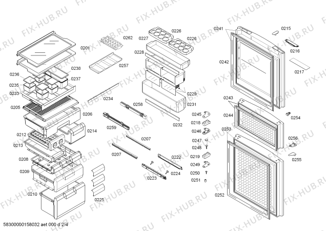 Взрыв-схема холодильника Siemens KK28A4650W - Схема узла 02