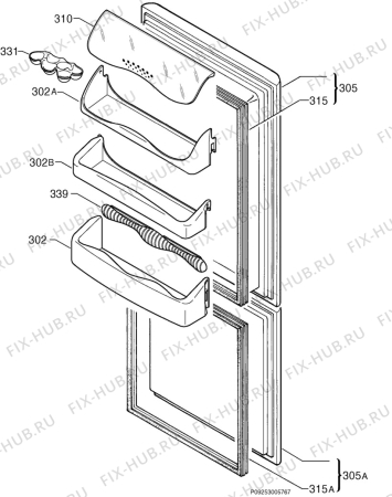 Взрыв-схема холодильника Zanussi ZK19/8R - Схема узла Door 003