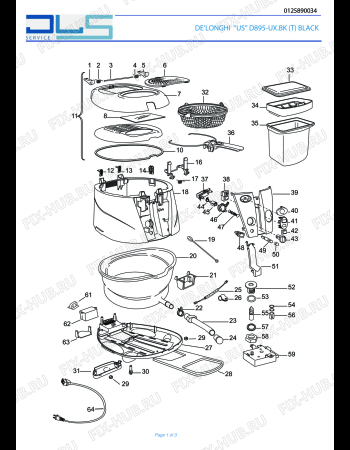 Схема №1 D895-UX.BK BLACK с изображением Покрытие для электрофритюрницы DELONGHI 7312576339