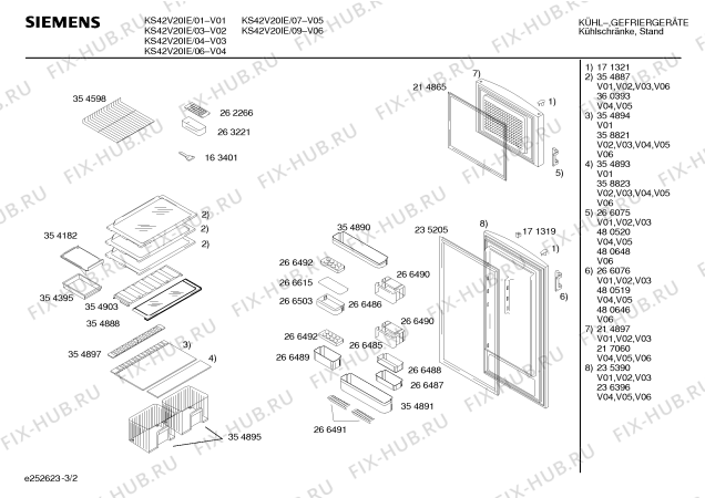 Схема №1 KS40U600IE с изображением Дверь для холодильной камеры Siemens 00236396