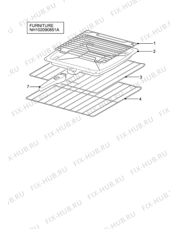 Взрыв-схема плиты (духовки) Tricity Bendix SE500/1X - Схема узла H10 Furniture