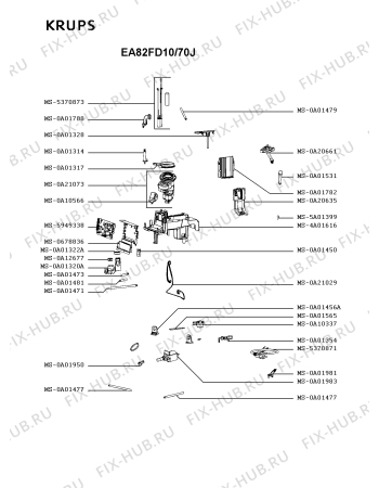 Взрыв-схема кофеварки (кофемашины) Krups EA82FD10/70J - Схема узла HP005311.7P2