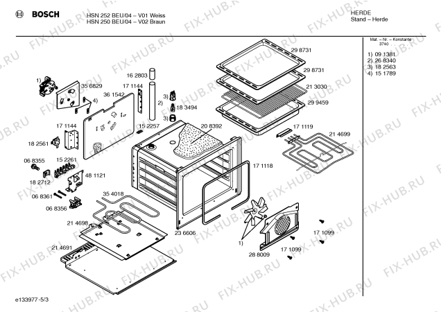 Схема №1 HSN280BEU с изображением Ручка управления духовкой для электропечи Bosch 00171226