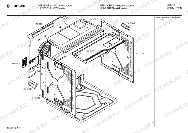 Взрыв-схема плиты (духовки) Bosch HEN332B - Схема узла 04