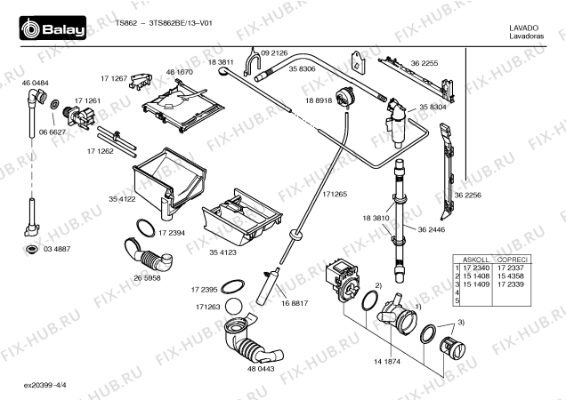 Схема №1 3TS862BE TS862 с изображением Таблица программ для стиралки Bosch 00416482