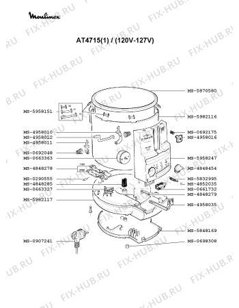 Взрыв-схема тостера (фритюрницы) Moulinex AT4715(1) - Схема узла 6P002106.6P2