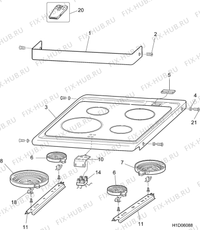 Взрыв-схема плиты (духовки) Electrolux EK6273 - Схема узла H10 Hob