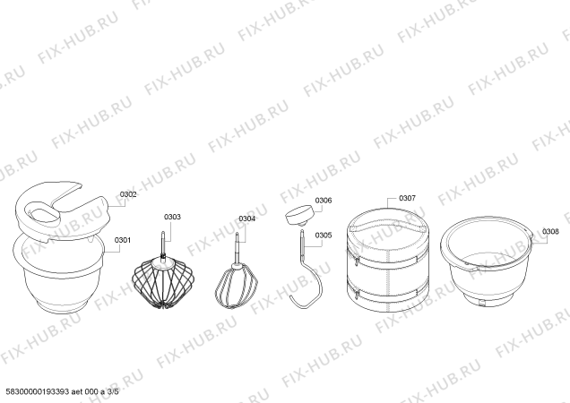 Взрыв-схема кухонного комбайна Bosch MUM58253 - Схема узла 03