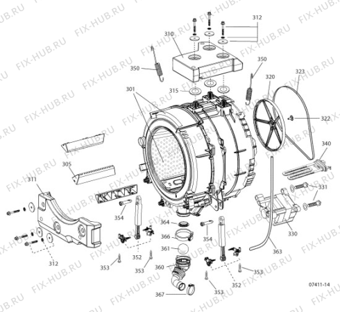 Взрыв-схема стиральной машины Hotpoint-Ariston ARXXF129IT (F051762) - Схема узла