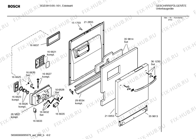 Схема №1 SGE0915 с изображением Инструкция по эксплуатации для посудомойки Bosch 00528079