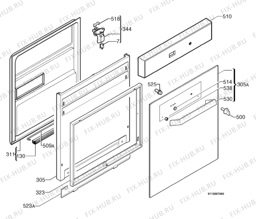 Взрыв-схема посудомоечной машины Zanussi ZDI6053QA - Схема узла Door 003