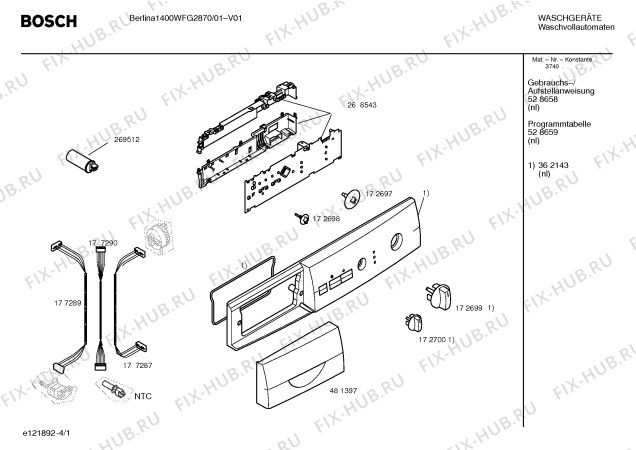 Схема №2 WFG2870NL Berlina 1400 с изображением Ручка для стиралки Bosch 00481397