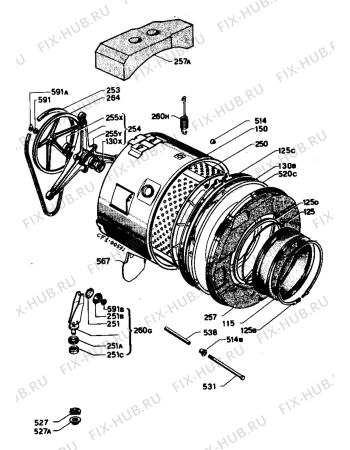 Взрыв-схема стиральной машины Castor CJX5855 - Схема узла Tub and drum