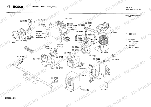 Взрыв-схема микроволновой печи Bosch HMG200089 - Схема узла 04