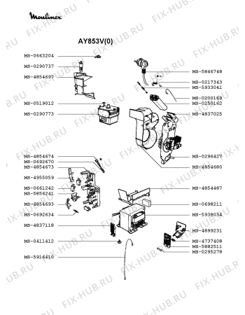 Взрыв-схема микроволновой печи Moulinex AY853V(0) - Схема узла 0P002311.2P2