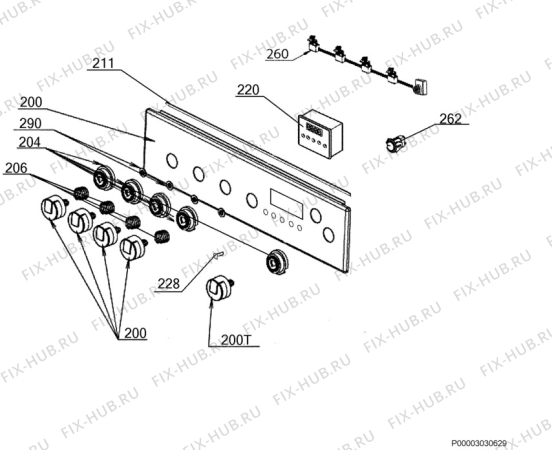 Взрыв-схема плиты (духовки) Electrolux EKG513105W - Схема узла Command panel 037