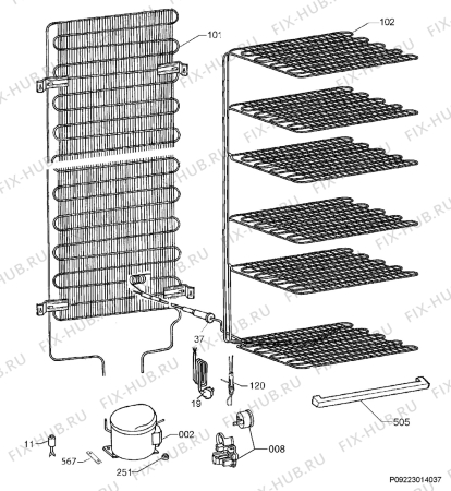 Взрыв-схема холодильника Rosenlew RPP2230 - Схема узла Cooling system 017